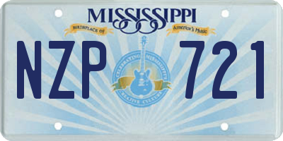 MS license plate NZP721