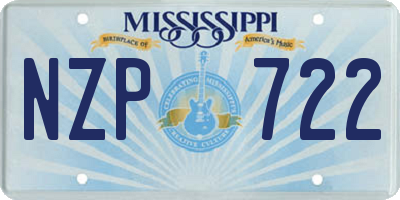 MS license plate NZP722
