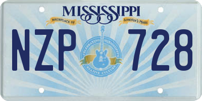 MS license plate NZP728