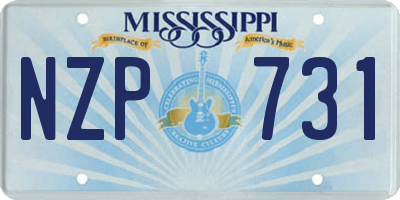 MS license plate NZP731