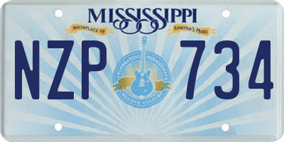 MS license plate NZP734