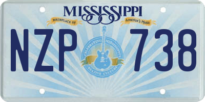 MS license plate NZP738