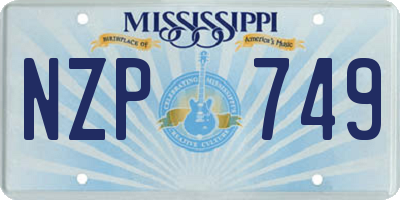 MS license plate NZP749
