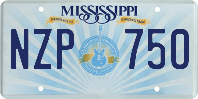 MS license plate NZP750