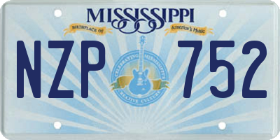 MS license plate NZP752