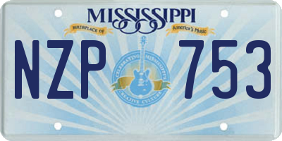 MS license plate NZP753