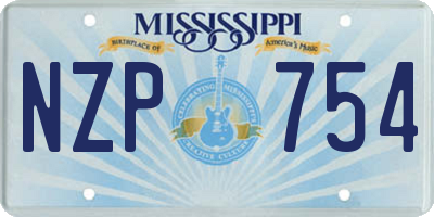 MS license plate NZP754