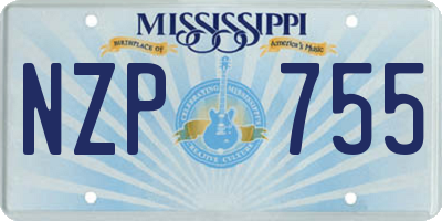 MS license plate NZP755