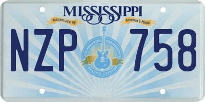 MS license plate NZP758