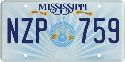 MS license plate NZP759