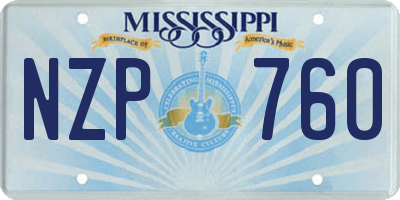 MS license plate NZP760