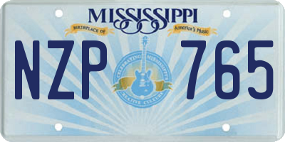 MS license plate NZP765