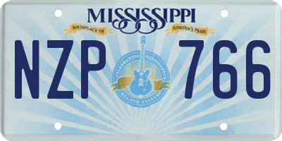 MS license plate NZP766