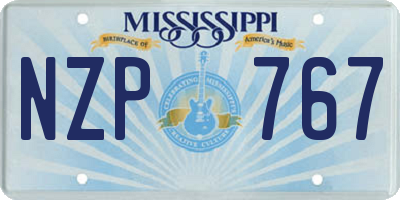 MS license plate NZP767
