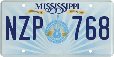 MS license plate NZP768