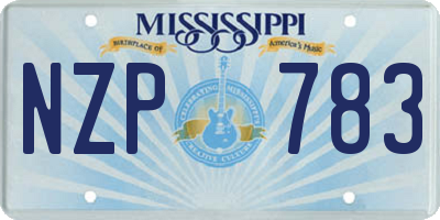 MS license plate NZP783