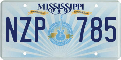 MS license plate NZP785