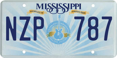 MS license plate NZP787