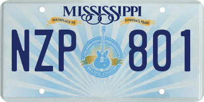 MS license plate NZP801