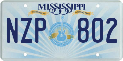 MS license plate NZP802