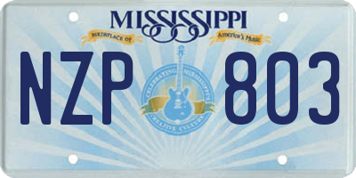 MS license plate NZP803