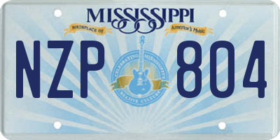 MS license plate NZP804