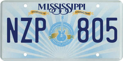 MS license plate NZP805