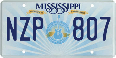 MS license plate NZP807