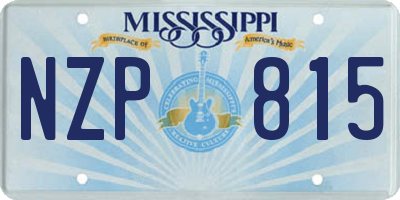 MS license plate NZP815