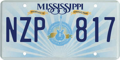 MS license plate NZP817