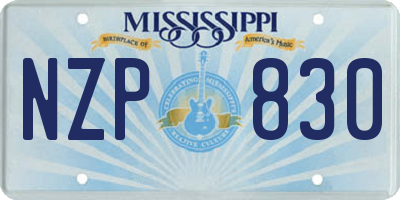 MS license plate NZP830