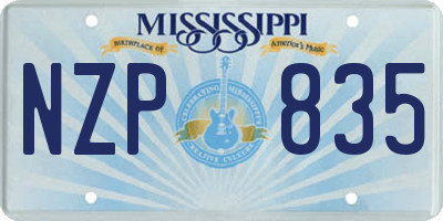 MS license plate NZP835