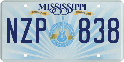 MS license plate NZP838