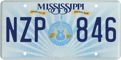 MS license plate NZP846