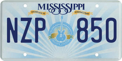 MS license plate NZP850