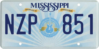 MS license plate NZP851