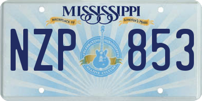 MS license plate NZP853