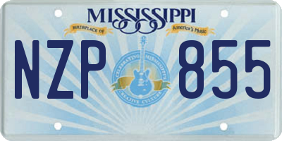 MS license plate NZP855