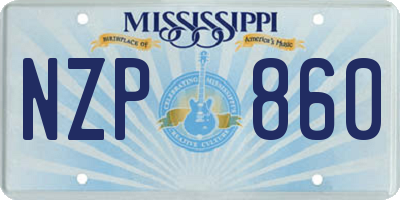 MS license plate NZP860