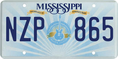 MS license plate NZP865