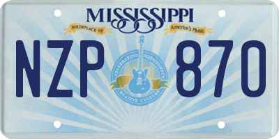 MS license plate NZP870