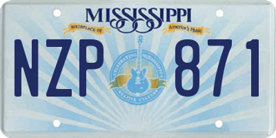 MS license plate NZP871