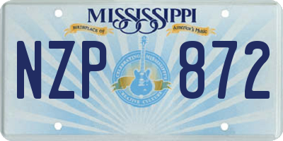 MS license plate NZP872