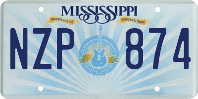 MS license plate NZP874