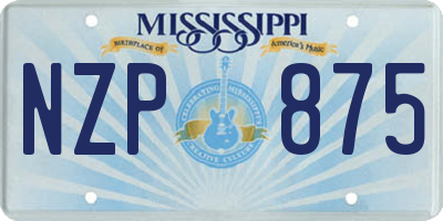 MS license plate NZP875