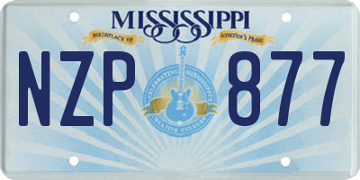 MS license plate NZP877