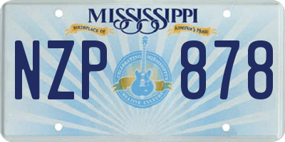 MS license plate NZP878