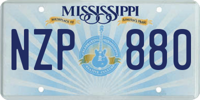 MS license plate NZP880