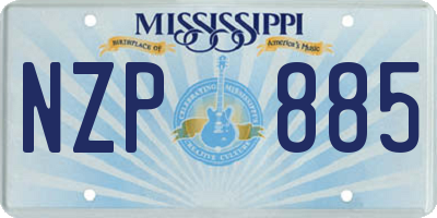 MS license plate NZP885