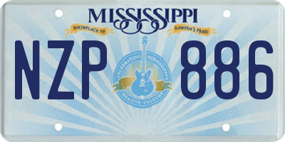MS license plate NZP886